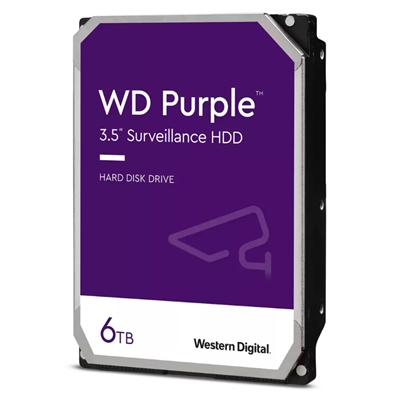 HARD DISK SATA3 3.5'' 6000GB(6TB) WD63PURZ WD 256MB CACHE 5700RPM PURPLE VIDEOSORVEGLIANZA 24X7