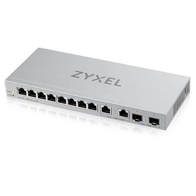 SWITCH 8P GIGABIT+2P 2.5GBE+2P SFP+ 10GBE ZYXEL XGS1210-12-ZZ0101F UNMANAGED -DESIGN NO VENTOLE, DESKTOP/RACK-EASY MANAG.X VLAN