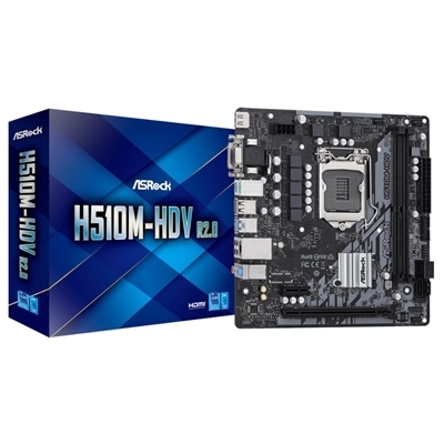 MB ASROCK H510M-HDV R2.0 H510 LGA1200 2XDDR4DC-3200O.C. 1XPCIE4.0X16 HDMI D-SUB 4XSATA3R GBLAN MATX 90-MXBGS0-A0UAYZ