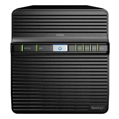 NAS SYNOLOGY DS420J X 4HD 3.5''/2.5'' SATA2/3 >NO HD<4-CORE1,4GHZ-1GB DDR4-1P GIGA-2P USB-SUPP.16 TELEC.- GARANZIA 2 ANNI