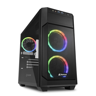 CABINET MICRO ATX SHARKOON V1000 RGB NERO 4SLOT 45X20X40,2CM 1X5,25'' 2X3,5'' 6X2,5'' 2XUSB3.0 3XVENT.-120MM-LED FINESTR FINO:29/12