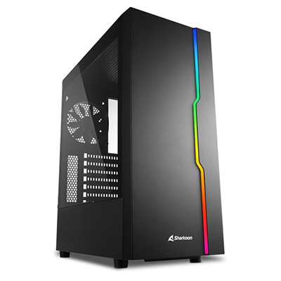 CABINET ATX SHARKOON RGB SLIDER NERO 7SLOT 40X19X45,6CM 2X3,5'' 5X2,5'' 2XUSB3.0 1XUSB2.0 FINESTRA LATERALE