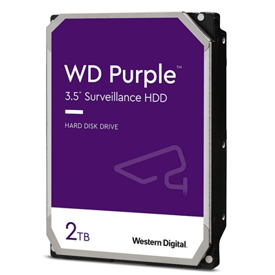 HARD DISK SATA3 3.5'' 2000GB(2TB) WD20PURZ WD 64MB CACHE INTELLIPOWER PURPLE VIDEOSORVEGLIANZA 24X7 CERTIFIED REPAIR