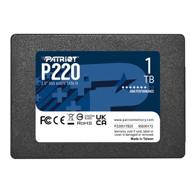 SSD-SOLID STATE DISK 2.5'' 1000GB(1TB) SATA3 PATRIOT P220S1TB25 P220 READ:550MB/S-WRITE:500MB/S