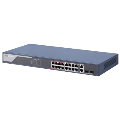 SWITCH 16P LAN 10/100M RJ45 POE + 2P GIGABIT COMBO HIKVISION DS-3E1318P-SI 802.3AF/AT, POE POWER BUDGET 230W SMART MANAGED L2