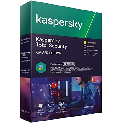 KASPERSKY BOX TOTAL SECURITY GAMER MODE - 2USER X PC/MAC/ANDROID (KL1949T5BFS-21SLIMGE) FINO:31/10