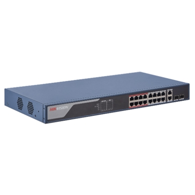 SWITCH 18P LAN HIKVISION DS-3E1318P-EI 16P 10/100M RJ45 POE+2P GIGABIT COMBO 802.3AF/AT POE 230W - L2 SMART MANAGED