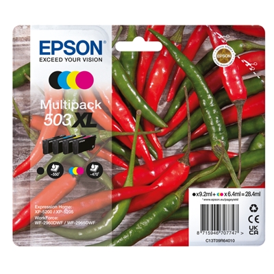 MULTIPACK EPSON 503XL ''PEPERONCINO'' C13T09R64010 4COL BK/C/M/Y X XP-5200 - WF-2960DWF