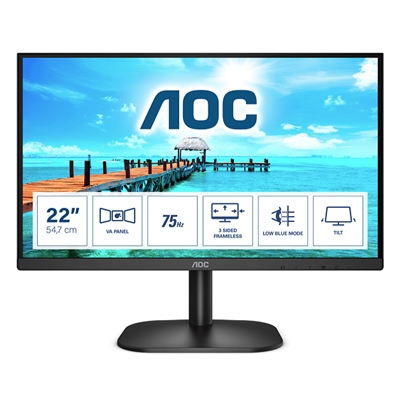 MONITOR AOC LCD VA LED 21.5'' WIDE 22B2H/EU 4MS FHD 3000:1 BLACK VGA HDMI VESA FINO:31/01