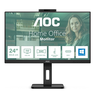 MONITOR AOC LCD IPS LED 23.8'' WIDE FRAMELESS 24P3CW 4MS MM FHD 1000:1 BLACK REG.ALT. PIVOT HDMI DP USB-C 4XUSB WEBCAM FINO:31/01