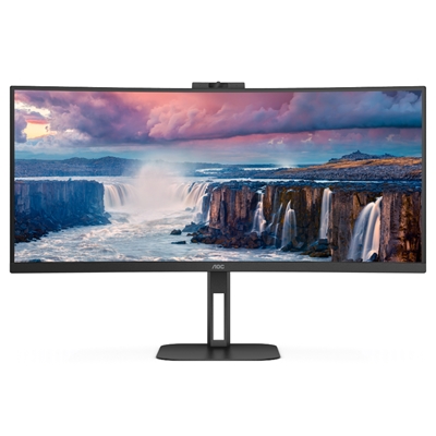 MONITOR AOC LCD CURVED VA LED 34'' WIDE CU34V5CW/BK 1MS MM QHD 3000:1 REG.ALT. BLACK 2XHDMI DP USB-C 4XUSB WEBCAM VESA FINO:31/01