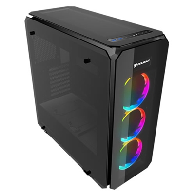 CABINET MIDI TOWER COUGAR 385GMU0 PURITAS RGB NERO 218X520X490MM 7SLOT 2X3,5'' 4X2,5'' VETRO 3XFAN RGB