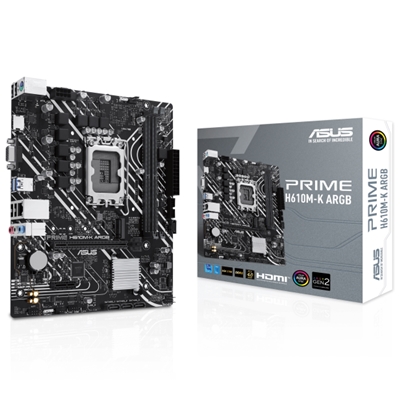 MB ASUS PRIME H610M-K ARGB H610 LGA1700 2XDDR5DC-5600 HDMI VGA 1XPCIE4.0X16 4XSATA3 M2 GBLAN USB3.2 MATX 90MB1G90-M0EAY0