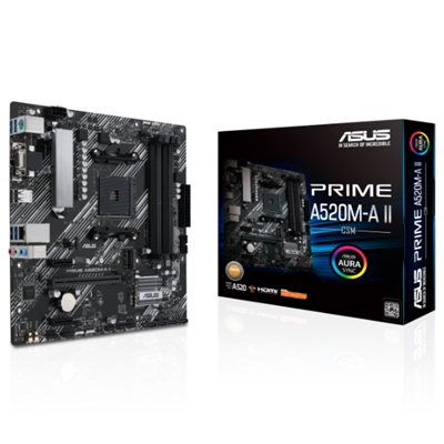 MB ASUS PRIME A520M-A II/CSM A520 AM4 4XDDR4DC-4866O.C. D-SUB HDMI DP 1XPCIE3.0X16 4XSATA3R M.2 GBLAN MATX 90MB17H0-M0EAYC