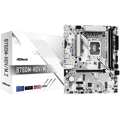 MB ASROCK B760M-HDV/M.2 LGA1700 2XDDR5DC-7200OC 1XPCIE4.0X16 HDMI DP D-SUB 4XSATA3R M.2 USB3.2 GBLAN MATX 90-MXBMJ0-A0UAYZ