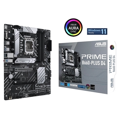 MB ASUS PRIME B660-PLUS D4 B660 LGA1700 4XDDR4DC-5000OC HDMI DP D-SUB 1XPCIE4.0X16 4XSATA3R M2 GBLAN USB3.2 ATX 90MB1 FINO:01/03