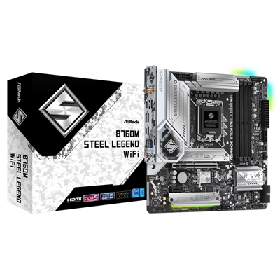 MB ASROCK B760M STEEL LEGEND WIFI LGA1700 4XDDR5DC-7200OC 1XPCIE5.0X16 HDMI DP 4XSATA3R M.2 GBLAN WI-FI MATX 90-MXBL70-A0UAYZ