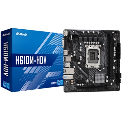 MB ASROCK H610M-HDV LGA1700 2XDDR4DC-3200 1XPCIE4.0X16 HDMI DP D-SUB 4XSATA3 GBLAN USB3.2 MATX 90-MXBHS0-A0UAYZ