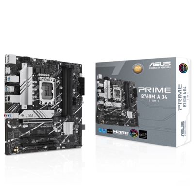 MB ASUS PRIME B760M-A D4-CSM B760 LGA1700 4XDDR4DC-5333O.C. 1XPCIE4.0X16 2XHDMI DP 4XSATA3R M.2 USB3.2 MATX 90MB1D00-M0EAYC