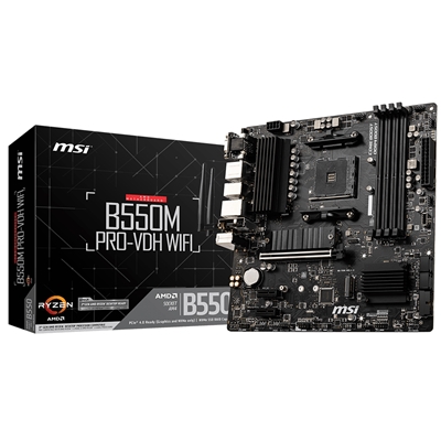 MB MSI B550M PRO-VDH WIFI AM4 4XDDR4DC-4400 1XHDMI 1XDP 1XPCIE4.0X16 2XM.2 4XSATA3R GBLAN USB3.2 MATX