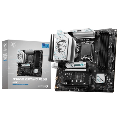 MB MSI B760M GAMING PLUS WIFI LGA1700 4XDDR5DC-6800O.C. 2XHDMI 2XDP 2XPCIE4.0X16 2XM.2 4XSATA3R GBLAN USB3.2 WIFI-6E BT MATX