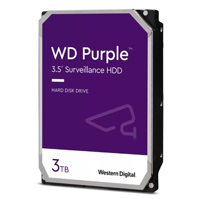 HARD DISK SATA3 3.5'' 3000GB(3TB) WD33PURZ WD 64MB CACHE INTELLIPOWER PURPLE VIDEOSORVEGLIANZA 24X7