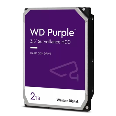 HARD DISK SATA3 3.5'' 2000GB(2TB) WD23PURZ WD 64MB CACHE 5400RPM PURPLE VIDEOSORVEGLIANZA 24X7