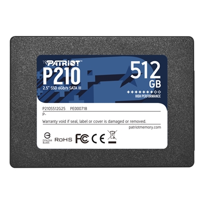 SSD-SOLID STATE DISK 2.5'' 512GB SATA3 PATRIOT P210S512G25 P210 READ:520MB/S-WRITE:430MB/S