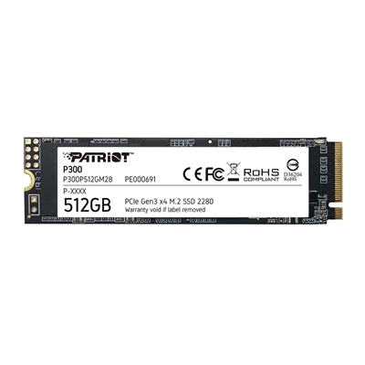 SSD-SOLID STATE DISK M.2(2280) NVME 512GB PCIE3.0X4 PATRIOT P300P512GM28 P300 READ:1700MB/S-WRITE:1200MB/S