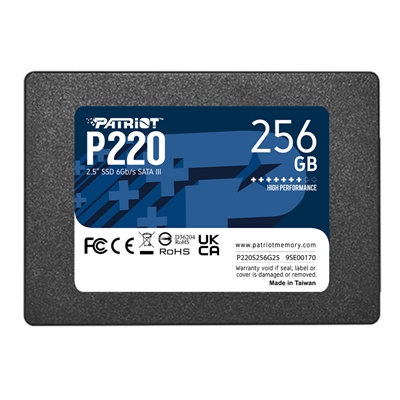 SSD-SOLID STATE DISK 2.5'' 256GB SATA3 PATRIOT P220S256G25 P220 READ:550MB/S-WRITE:490MB/S