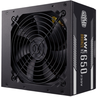 ALIMENTATORE ATX 650W COOLERMASTER MWE650 MPE-6501-ACABW-BEU 650WATT 80+ BRONZE V2 200-240VA 50-60HZ FAN120MM CAVO SHUKO