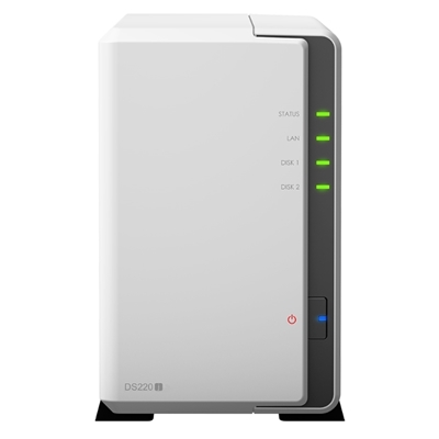 NAS SYNOLOGY DS220J X 2HD 3.5''/2.5'' SATA2/3>NO HD<4-CORE 1.4GHZ -DDR4 512MB-1P GIGA-2P USB3.0-SUPP.12 TEL.GAR 2 ANNI