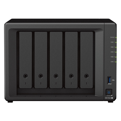 NAS SYNOLOGY DS1522+ X 5HD 3.5''/2.5''SATA/SSD>NO HD<AMD RYZEN R1600-8GB DDR4 ECC SODIMM-4P GIGA-2P USB3.2+2P ESATA-GAR. 3 ANNI