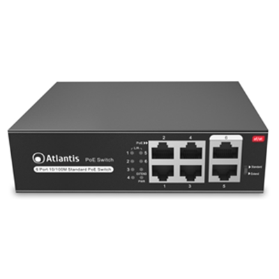 SWITCH 6P LAN 10/100M ATLANTIS A02-F6P4-65W DI CUI 4P POE FINO 60W - RACK 19'' - METALLO