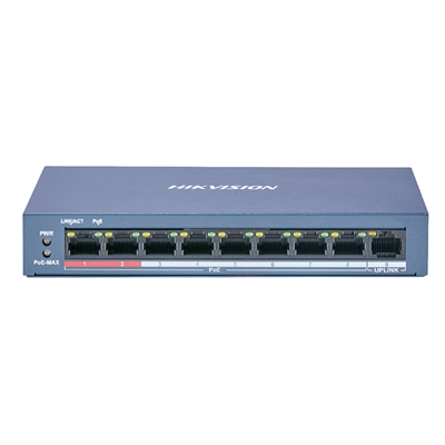 SWITCH 8P LAN 10/100M HIKVISION DS-3E0109P-E/M DESKTOP 8P POE + 1P UPLINK 100M QOS - 58W