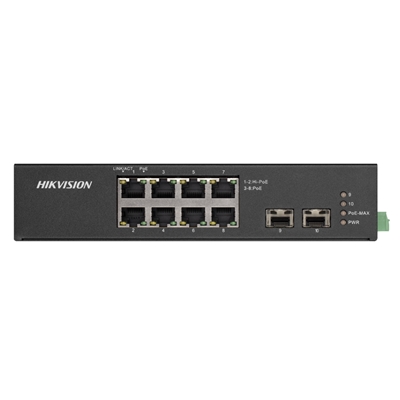 SWITCH 8P GIGABIT RJ45 POE + 2P GIGABIT RJ45 UPLINK HIKVISION DS-3T0510HP-E/HS UNMANAGED -802.3AF/AT/BT-