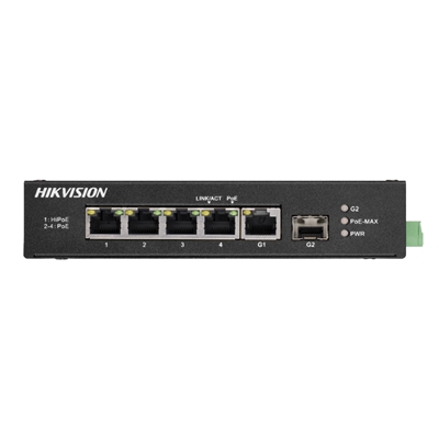 SWITCH 4P 10/100M RJ45 POE +1P GIGABIT RJ45+1P GIGABIT SFP UPLINK HIKVISION DS-3T0306HP-E/HS UNMANAGED L2 -802.3AF/AT/BT-