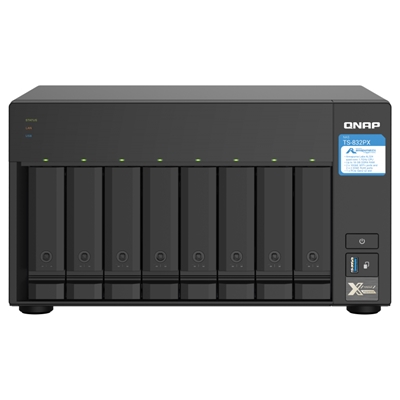 NAS QNAP TS-832PX-4G 8HD 3,5''/2,5''SATA6>NO HD<2P GIGA+2X 10GBE SFP+2PX 2.5GBE 3P USB3.0-4GB DDR4 SODIMM-CPU AL324 1.7GHZ QCORE