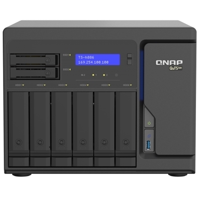 NAS QNAP TS-H886-D1602-8G 6+2HD 3,5''/2,5''SATA6 >NO HD< 4PX2.5GBE -3P USB3.0-8GB ECC RAM -XEON 2 CORE D-1602 2.5GHZ