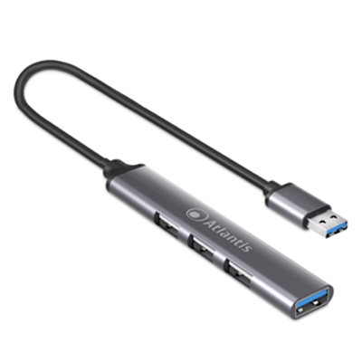 HUB USB3.0 4P ATLANTIS P014-UH313 1P USB3.0 +3P USB2.0 - MINI ALLUMINIO