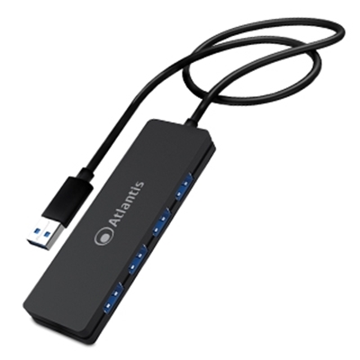 HUB USB3.0 4P ATLANTIS P014-UH340 MINI NERO CAVO 1MT - EAN 8026974023205 - GARANZIA 2 ANNI-