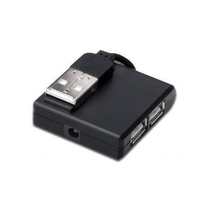 HUB USB2.0 4P DIGITUS DA70217 MINI NERO - CAVO INCLUSO - EAN:4016032306542