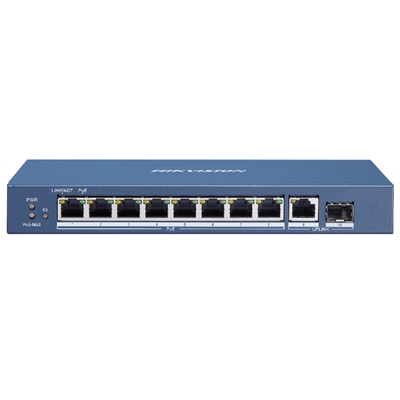 SWITCH 8P LAN GIGABIT HIKVISION DS-3E0510P-E/M 8P POE + 2P UPLINK - DESKTOP - QOS - 58W