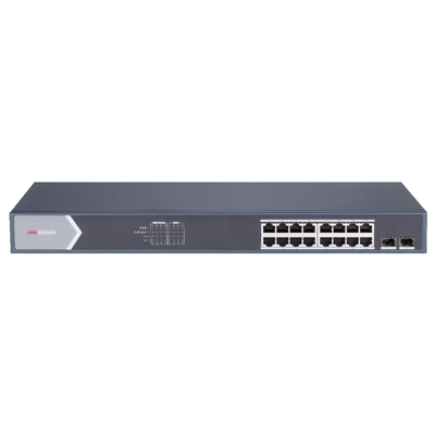 SWITCH 16P LAN GIGABIT HIKVISION DS-3E0518P-E/M 16P POE + 2P UPLINK - DESKTOP - QOS - 125W