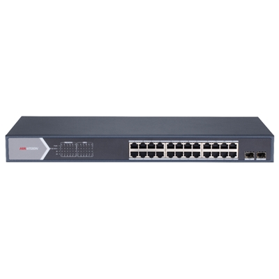 SWITCH 24P LAN GIGABIT HIKVISION DS-3E0526P-E/M 24P POE + 2P UPLINK - DESKTOP - QOS - 225W