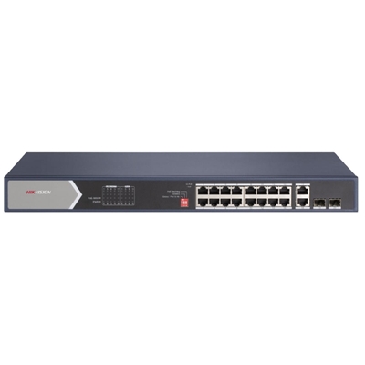 SWITCH 16P LAN GIGABIT HIKVISION DS-3E0520HP-E 16P POE 2P RJ45 -2 SFP UPLINK - DESKTOP - 802.3AF/AT/BT, PORT 1-4 SUPP. HI-POE