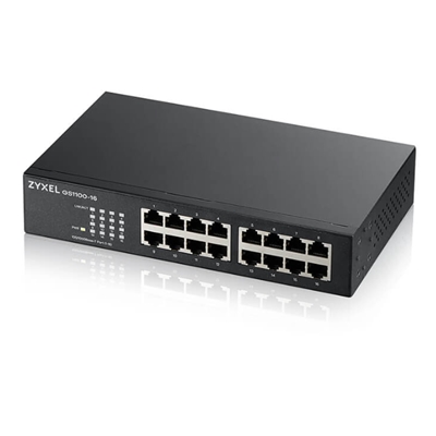 SWITCH 16P LAN GIGABIT ZYXEL GS1100-16-EU0102F/GS1100-16-EU0103F SWITCH UNMANAGED,16P DESIGN SENZA VENTOLE, DESKTOP/RACK