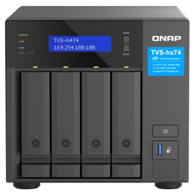 NAS QNAP TVS-H474-PT-8G 4HD 3,5''/2,5''SATA>NO HD<2P 2.5GBE 3P USB3.2-8GB DDR4 SODIMM-CPU 2-CORE G7400