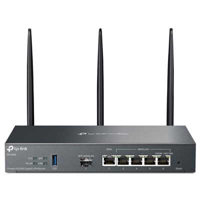 ROUTER GIBABIT VPN OMADA AX3000 TP-LINK ER706W 1P GIGA WAN+4P GIGA WAN/LAN-1P GIGA SFP WAN/LAN 1P USB3.0