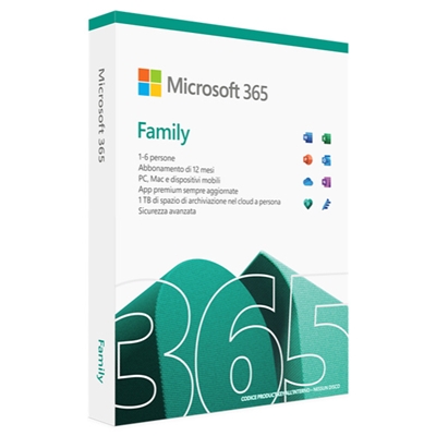 MICROSOFT (OFFICE) 365 FAMILY 6GQ-01587 - SUBSCRIPTION 1 ANNO P8 - MEDIALESS WIN/MAC